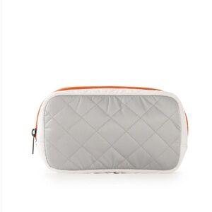 Haute Shore Charli Aspen Quilted Cosmetic Bag Silver White NWT